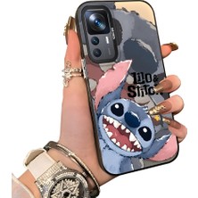 Ucuc Mi 12T Uyumlu Sert Akrilik Arka Silikon Kenar Lens Koruma Kılıf Sevimli Stitch