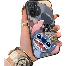 Ucuc Redmi Note 10S Uyumlu Sert Akrilik Arka Silikon Kenar Lens Koruma Kılıf Sevimli Stitch