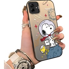 Ucuc Samsung Galaxy A04E Uyumlu Sert Akrilik Arka Silikon Kenar Lens Koruma Kılıf Snoopy Deseni