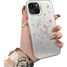 Ucuc iPhone 14 Plus/15 Plus Uyumlu Sert Akrilik Arka Silikon Kenar Lens Koruma Kılıf Zaferi Kutlama Temalı