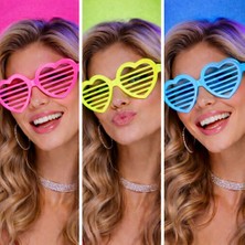 Hediye Bahçesi Retro Neon Fosforlu Kalp Panjur Gözlük - 12 Adet