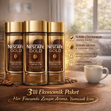 Nescafe Gold 3 Adet x 100 G Çözünebilir Kahve – Zengin Aroma, Yumuşak Içim, Cam Kavanoz
