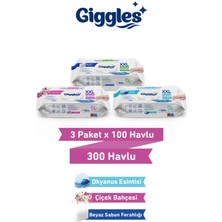 Giggles Xxl Iz Bırakmayan Yüzey Temizlik Havlusu -  (Beyaz Sabun-Çiçek Bahçesi-Okyanus Esintisi)  300 Havlu