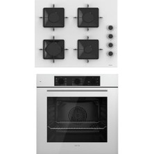 Ferre Flowart Serisi 2'li ( QBL62CB SS206 ) Beyaz Ankastre Set