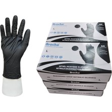 Broche Elmas Dokulu Ekstra Kalın Siyah Nitril Eldiven L Beden 6'lı Paket