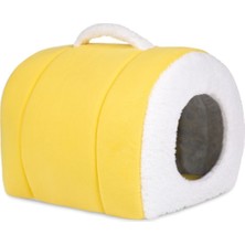 Feyza Design Yıkanabilir Sarı Taşınabilir Kedi Yatağı ve Yuvası 30X40X40 cm