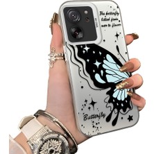 Ucuc Mi 13T/MI 13T Pro Uyumlu Sert Akrilik Arka Silikon Kenar Lens Koruma Kılıf Kelebek Deseni