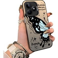 Ucuc Realme Note 50 Uyumlu Sert Akrilik Arka Silikon Kenar Lens Koruma Kılıf Kelebek Deseni