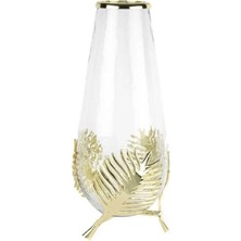 Mikasa Moor Gold Metal Yapraklı Cam Vazo 17X42CM
