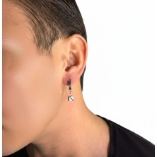 Winy Concept Zar Figürlü Gümüş Renk Erkek Çelik Halka Küpe - 13 mm