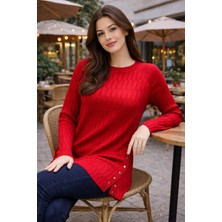 Fresh Moda Kadın Merserize Yırtmaçlı Genç Anne Mevsimlik Kazak