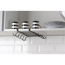 PremiumPort Pratik Raf Altı Asılabilir Kancalı Fincan ve Kupa Düzenleyici Siyah