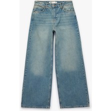 Koton Rahat Kalıp Düz Paça Düğmeli Cepli Denim Pantolon - Loose Straight Fit Jean