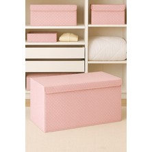 PremiumPort Pembe Puantiyeli Mega Boy Sert Karton Kapaklı Kutu Hurç 70X40X30 cm