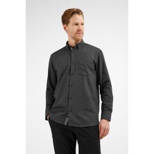 İmza Siyah Düğmeli Yaka Uzun Kol Cepli Comfort Fit Pamuklu Gömlek 1004255234