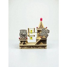 CaactuStore Ahşap Değirmenli Kalemlikli Kurmalı Müzik Kutusu Dekoratif Hediyelik