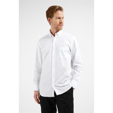 İmza Beyaz Uzun Kol Düğmeli Yaka Düz %100 Pamuk Comfort Fit Gömlek 1004255205