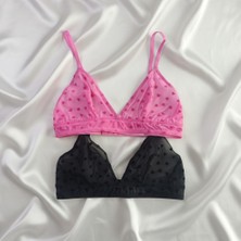 Bonbon Kadın Tül Transparan Kalp Figürlü Balensiz 2'li Paket Bralet Sütyen BB2179