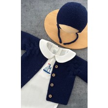 Florije Baby Triko Ajurlu Bebek Hırka ve Şapka Seti