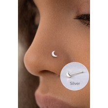 Sacce Scarves & Accessories Mini Ay 316 L Çelik Hızma Gümüş Renk Hilal Ay