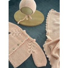 Florije Baby Triko Ajurlu Bebek Hırka ve Şapka Seti