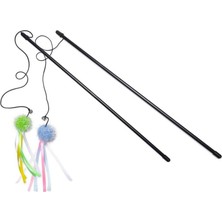 Feyza Design Yumuşak Tüylü Top ve Renkli Kurdelelerle Eğlenceli Kedi Oltası