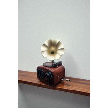 CaactuStore Dekoratif Gramofon Müzik Kutusu Çevirmeli Dekoratif Hediyelik