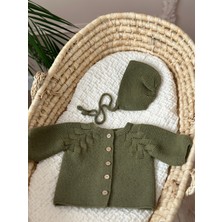 Florije Baby Triko Ajurlu Bebek Hırka ve Şapka Seti