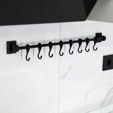 PremiumPort 8'li Siyah Duvar Rayı Seti, Montajlı, Dayanıklı ve Şık Tasarım