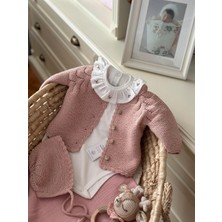 Florije Baby Triko Ajurlu Bebek Hırka ve Şapka Seti