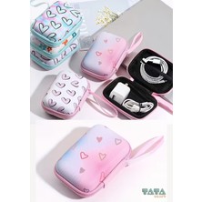 PremiumPort Desenli Eva USB Kulaklık ve Veri Kablosu ile Oyun Kartları Saklama Çantası