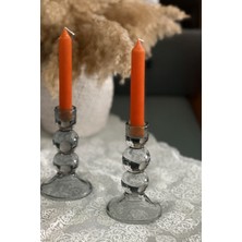 Artnest Turuncu Şamdan Mumu, Turuncu Mum 2 li Set, Özel Günler, Dekoratif Mumlar, Hediyelik, Yılbaşı