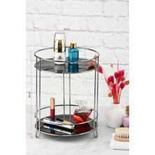 PremiumPort Iki Katlı Yuvarlak Gümüş Organizer, Şık ve Kullanışlı Saklama Çözümü