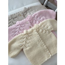 Florije Baby Triko Ajurlu Bebek Hırka ve Şapka Seti