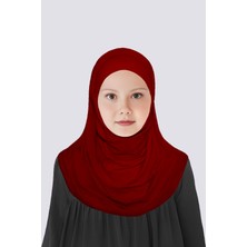 Betül Akbay Kız Çocuk Pratik Başörtü Pamuklu Meryem Model Bordo