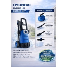 Hyundai HYB80HK Basınçlı Yıkama Makinesi 1500W 120 Bar Home Kıt 4’ü 1 Arada