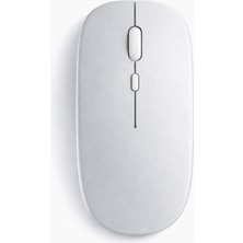 Sneezy Dual Mode Kablosuz Mouse Bluetooth USB Dongle Çoklu Cihaz Destekli Şarjlı ve Sessiz Kullanım - Gümüş
