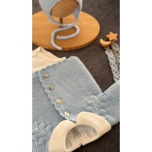 Florije Baby Triko Ajurlu Bebek Hırka ve Şapka Seti