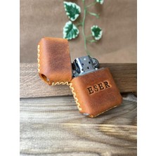 Alesta Leather (Isim Yazıyoruz) Hakiki Deri Kaplı Benzinli Çakmak