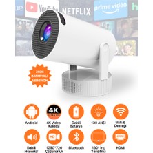 Metontech Bataryalı Taşınabilir Android Projeksiyon Cihazı 2026 Seri | 4K Destekli Wifi Bluetooth, Ev Sineması, Şarjlı