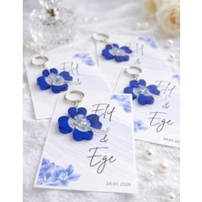 Frisson Söz, Nişan, Nikah , Mevlit, Hediyelik, Mavi Epoksi Anahtarlık -15 Adet