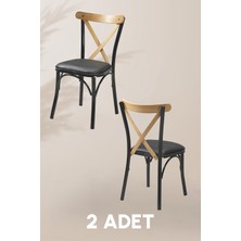 MyMassa Tonet Sandalye - Deri Kumaş - Metal Iskelet - Mutfak Sandalyesi - Salon Sandalyesi ( 2 Adet )