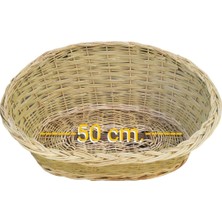 PremiumPort Büyük Boy Hasır Yatak, Bambu Kedi ve Köpek Yatağı, Teşhir Sepeti Yuva