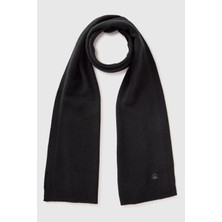 United Colors Of Benetton Siyah Kadın / Kız Kdn_yün ve Kaşmir Karışımlı Logo Detaylı Ribanalı Atkı Model Kodu: ( 122HDU01O700)