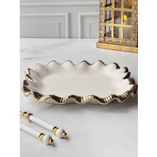 Rossev Kare Sunum Tabağı Sofya Stoneware Gold Kenarlı – 32 x 32 cm