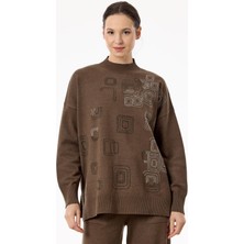 Tığ TKM.21754.1ÖNÜ Geometrik Payetli Pantolonlu Triko Takım #11-25#
