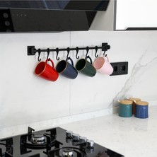 PremiumPort Siyah Çok Amaçlı 8'li Askı Rayı, Pratik ve Dayanıklı Ev Düzenleme Malzemesi