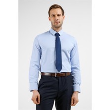 İmza Koyu Mavi Sert Yaka Uzun Kol Cepsiz Slim Fit Pamuklu Gömlek 1004255228