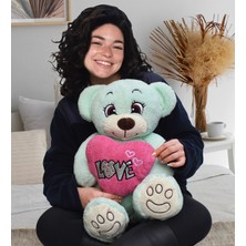 Özgüner Oyuncak Love Yazılı Kalp Yastıklı Peluş Ayıcık Sevgililer Günü Hediyesi