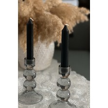 Artnest Siyah Şamdan Mumu, Siyah Mum 2 li Set, Özel Günler, Dekoratif Mumlar, Hediyelik, Yılbaşı